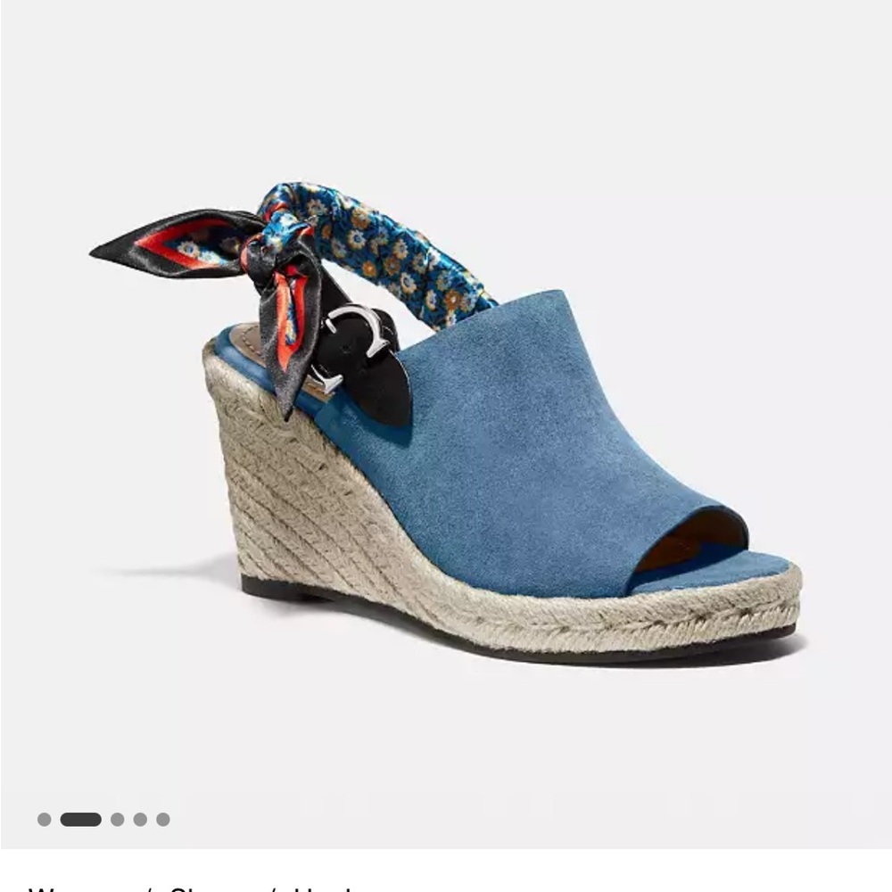 Coach Blue Wedges with Ankle Strap and Open Toe
